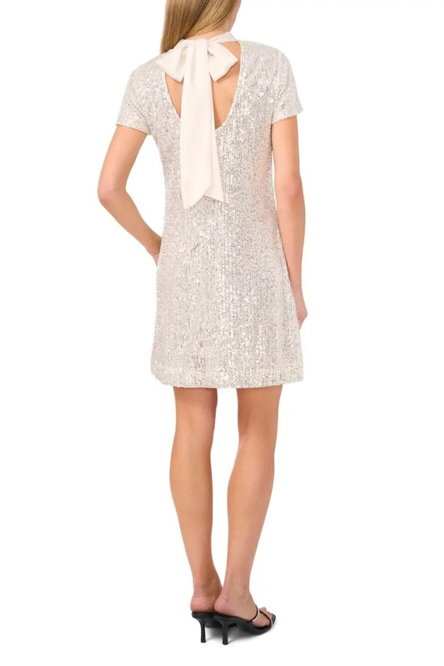 CeCe By Anthropologie Cocktail Mini Sequin Dress New Years Bow Tie Size M